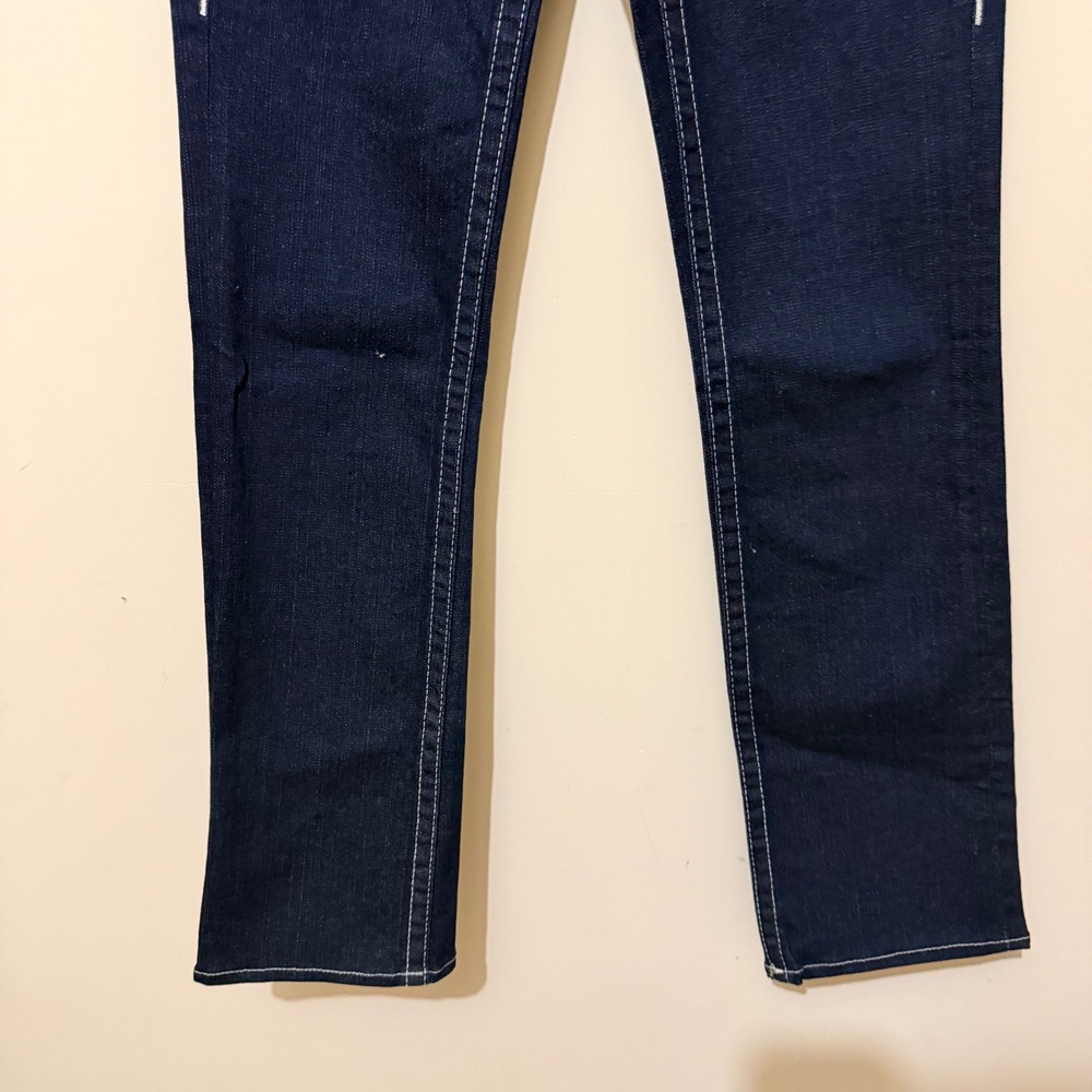True Religion Billy Bootcut Jeans Dark Wash Pink Rhinestone Big T Stitch 27 Y2K - Picture 4 of 11